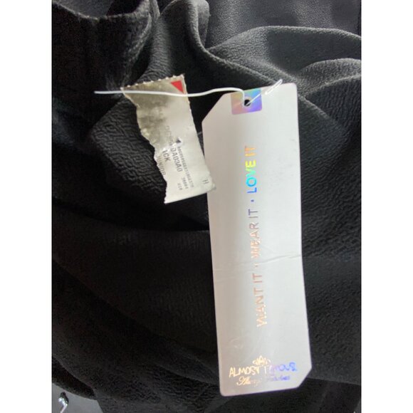 Black Wrap Style Dress With Ruched Side Detail‎ By Almost Famous Size L - Picture 5 of 7